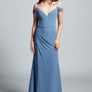 Steel Blue Size 12 Hayley Paige Floor Length Evening Gown - Great Condition